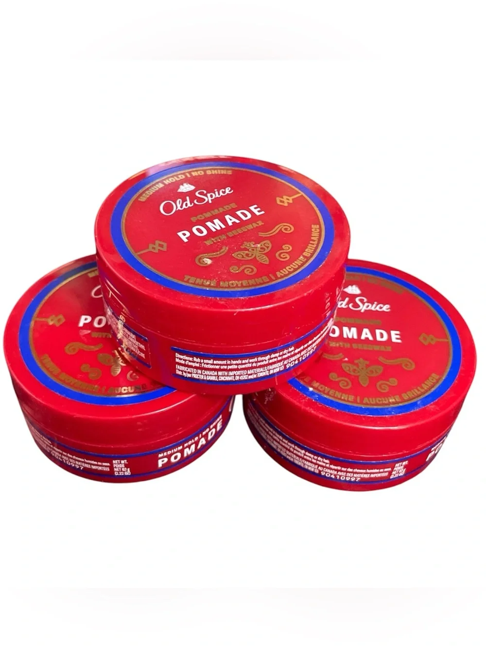 Old Spice Pomade Medium Hold No Shine Men's Hair Styling 2.22oz (3 Pack)